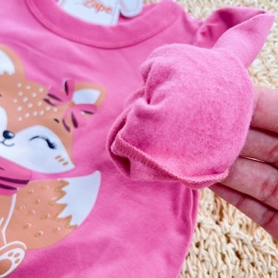 Conj. Casaco de Moletom Pequena Diva e Calça Legging Raposinha e Frutinhas - Rose